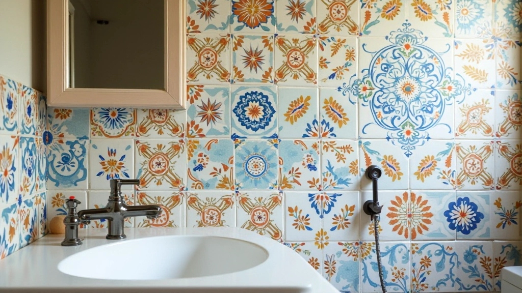 Azulejos artesanais portugueses em composição criativa