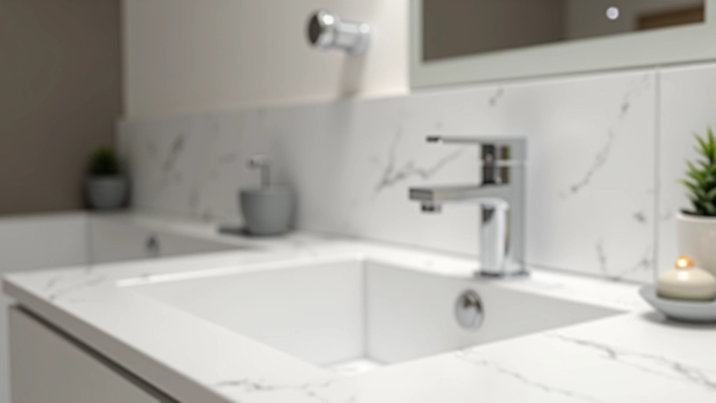 Torneira moderna de design contemporâneo com acabamento cromado e linha elegante sobre pia de banheiro